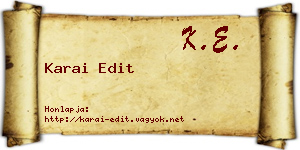 Karai Edit névjegykártya